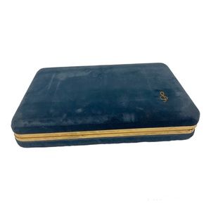 Velvet Jewely Box Case Vintage Blue 1970s Music Box